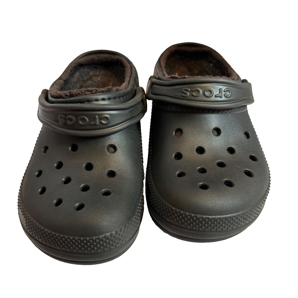 Black Crocs Faux Fur Lined Dual Comfort Clogs Black Woman's Size 6 Slip On
